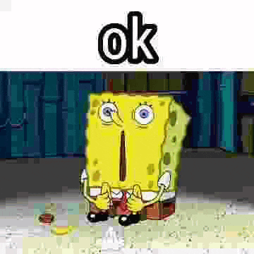 spongebob squarepants is giving a thumbs up sign while standing in front of a blue wall .
