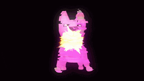 a picture of a pink cat with the word danger in yellow