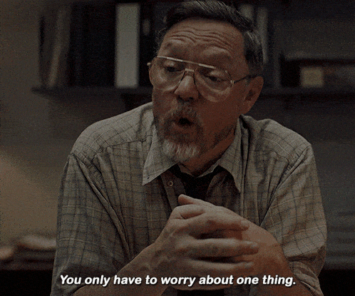 a man wearing glasses and a plaid shirt says you only have to worry about one thing