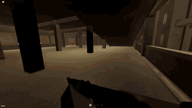 a person holding a gun in a dark room with the time 10:08