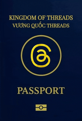 a blue passport that says kingdom of threads on the front