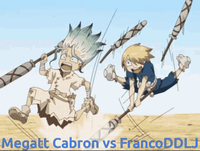 a cartoon of megat cabron and francoddu fighting
