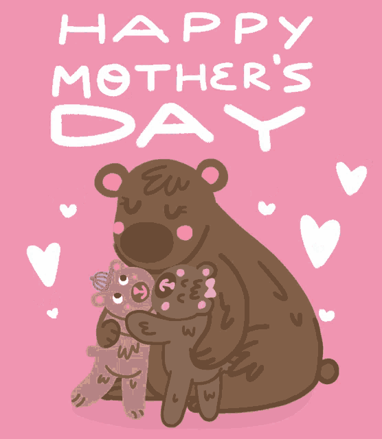 a happy mother 's day greeting card with two bears hugging