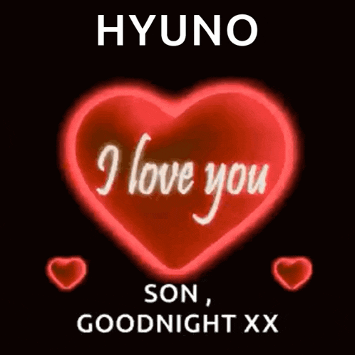 a red heart with the words " i love you son goodnight xx " on it