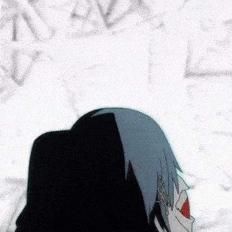 a close up of a cartoon character 's face with a hood on against a white background .