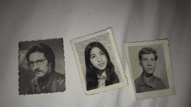 three old photographs of a man a woman and a man