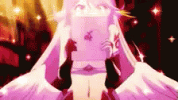 a girl with wings is holding a card in her hand and looking at it .
