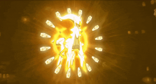 a cartoon character is surrounded by a circle of yellow lights