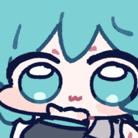 a cartoon drawing of a girl with blue hair
