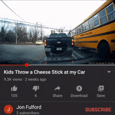 a youtube video shows a truck and a school bus