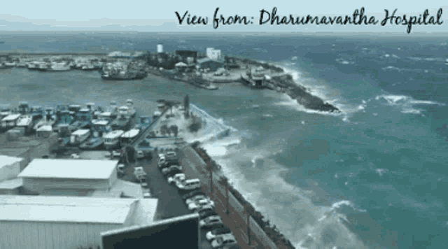 a view from dharmavantha hospital is shown on a poster