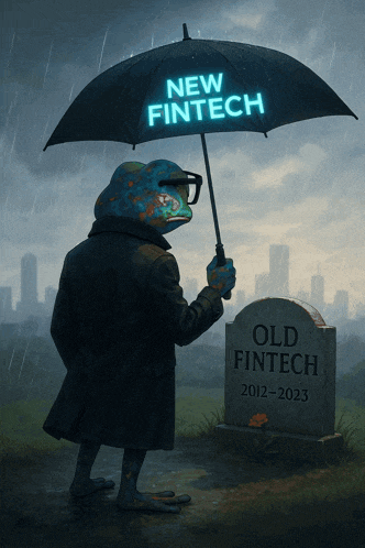 a lizard is holding an umbrella that says new fintech