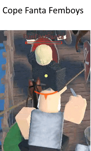 a screenshot of a video game with the words cope fanta femboys on the bottom
