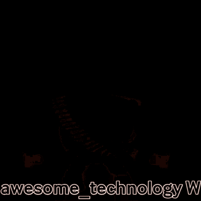 a cartoon character is standing in front of a white background with the words `` awesome technology w '' written below him .