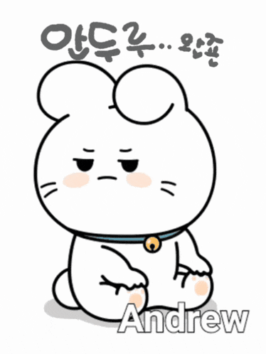 a cartoon of a rabbit with the name andrew below it