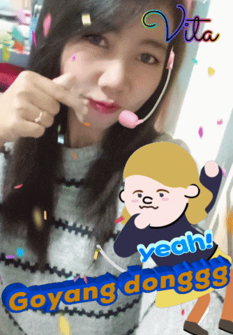 a picture of a girl with a headset and the words goyang dong99 on the bottom