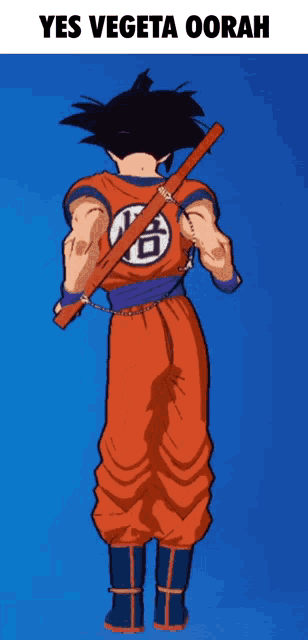 a picture of a cartoon character with the words " yes vegeta oorah " above him