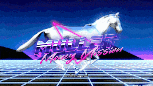 a mullet money mission poster with a white horse