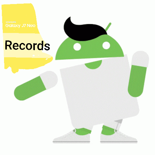 a samsung galaxy j7 neo records ad with a green android
