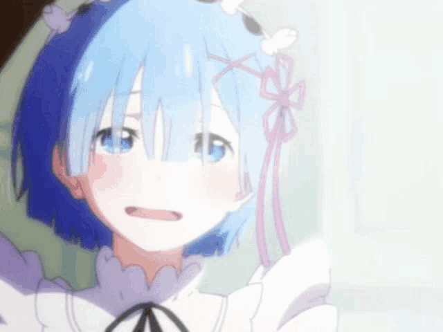 a drawing of a girl with blue hair