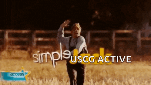 a man in a field with the words simple uscg active