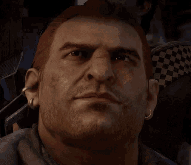 a close up of a man 's face with the words " oh shit " above his head