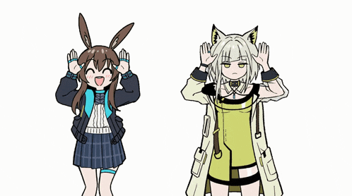 a cartoon drawing of a girl with bunny ears and a cartoon drawing of a girl with a cat ear