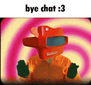 a cartoon character with a view master on his head says bye chat 3 .