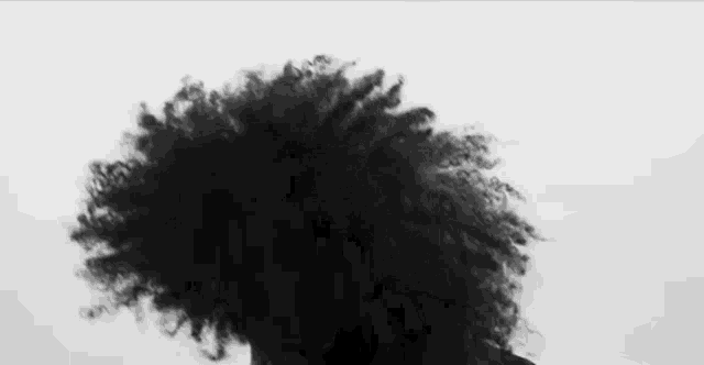 a black and white photo of a woman 's hair