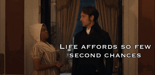 a man and woman standing next to each other with the words life affords so few second chances