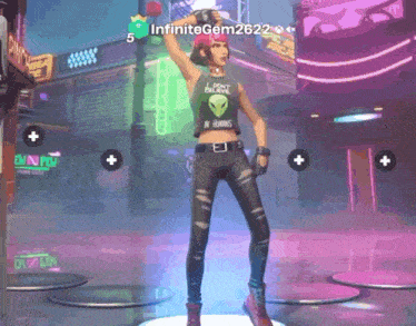 a video game character with the name infinitegem2622 at the top