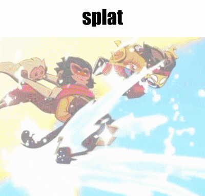 a cartoon character is flying through the air with a monkey on his back .