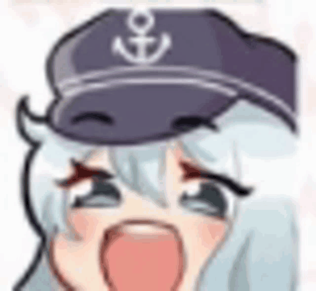 a cartoon girl wearing a hat with an anchor on it is screaming .