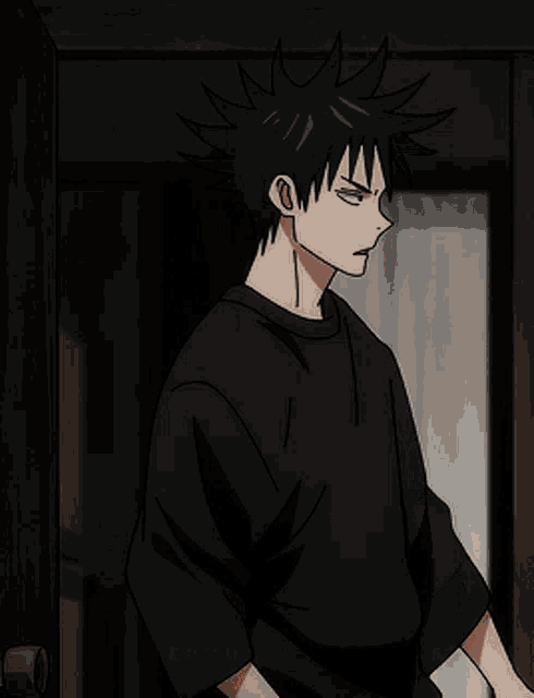 two anime characters are standing next to each other with their arms crossed .