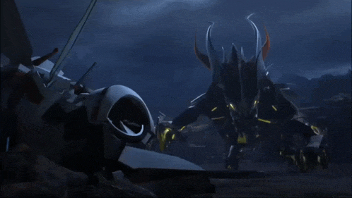 a cartoon drawing of a monster with horns and a sword
