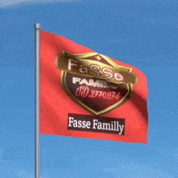a red flag that says ' fasse family id 2770274 ' on it