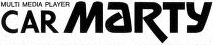 a black and white logo for car marty a multi media player
