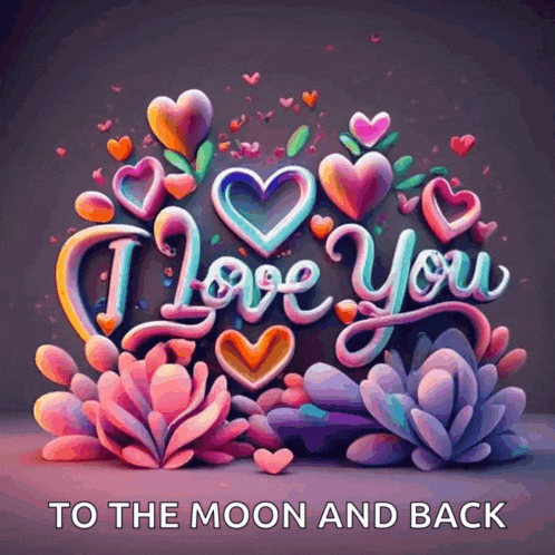 a poster that says i love you to the moon and back with hearts and flowers