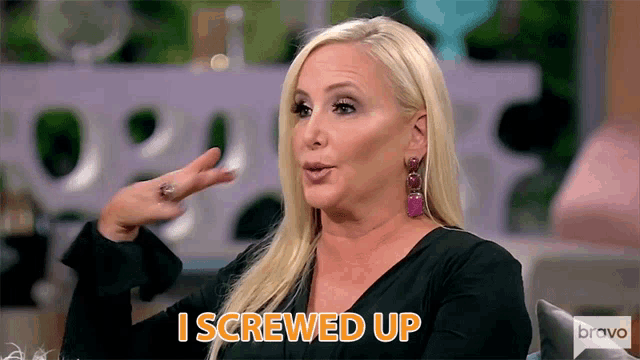a blonde woman says i screwed up on bravo television