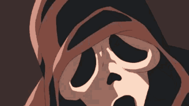 a cartoon drawing of a scream mask with a hood