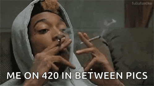 a man in a hoodie is smoking a cigarette in between pics .