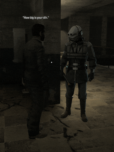 a video game character says " how big is your dil "