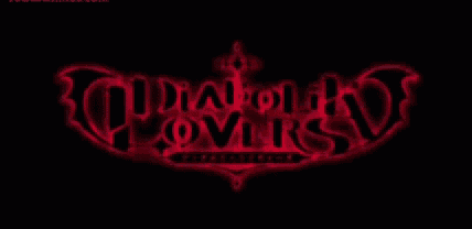 a red and black logo for a video game called " vampire lovers "