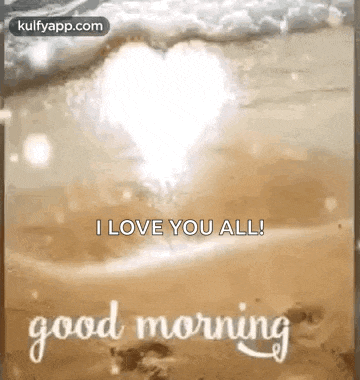 a good morning greeting card with a heart in the ocean