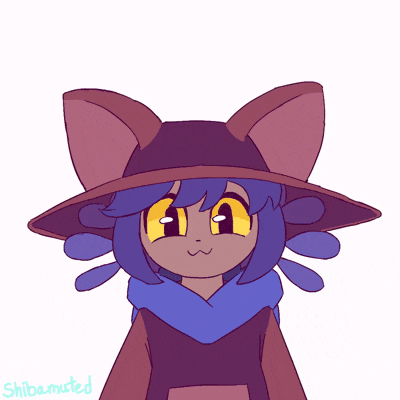 a drawing of a cat wearing a hat and a scarf with shibamuted written on the bottom right