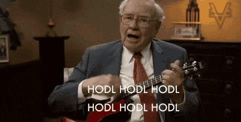 a man in a suit and tie playing a guitar with the words hodl hodl hodl hodl hodl