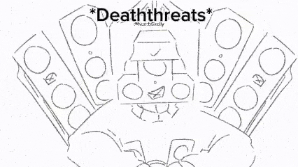 a black and white drawing of a man holding speakers and a stack of money .