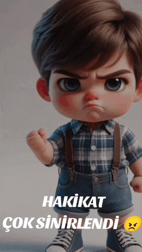 a cartoon character with the words hakikat çok sinirlendi on the bottom right