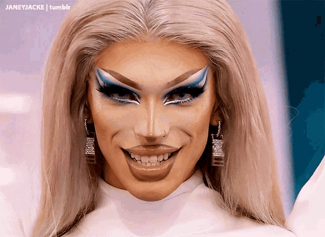 a close up of a drag queen 's face with the words janeyjacke tumblr visible in the corner