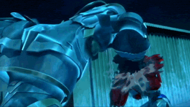 a cartoon character is being attacked by a giant robot